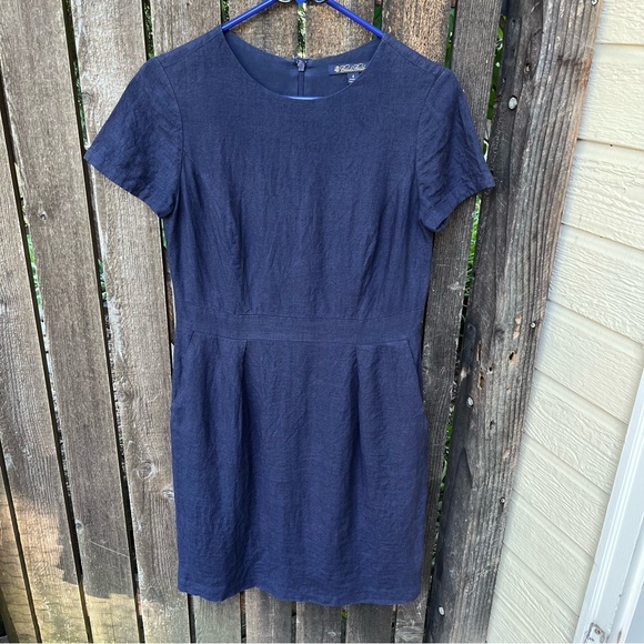Brooks Brothers Navy Blue Linen Shift Dress Sz 4 - Picture 11 of 14